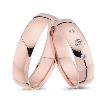 Nuran Love 14 karat rosa guld Vielsesringe med 0,04 ct diamant Wesselton VS i flot brillant slib
